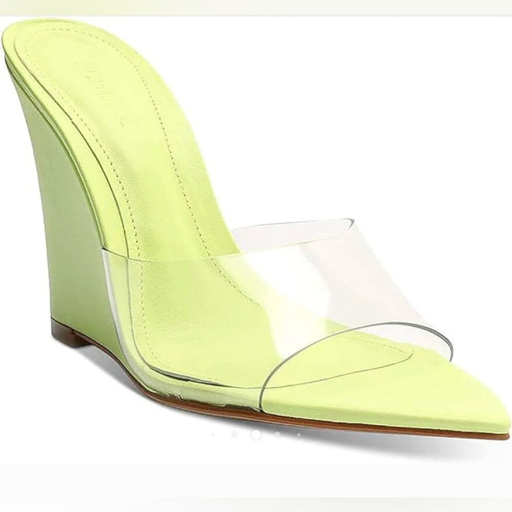 SCHUTZ Green Heels with High Stiletto and Open Toe Design